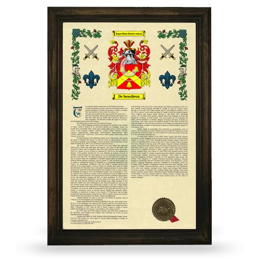 De beaulieux Armorial History Framed - Brown